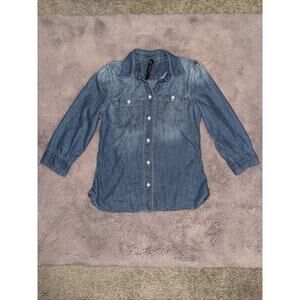 Seven 7 Shirt Womens Chambray Denim Jean LS Size S 
Light Blue Wash 100% Cotton